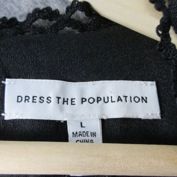 Dress The Population Women Floral Wrap Dress Asymmetrical Hem Black Size L - Picture 3 of 12